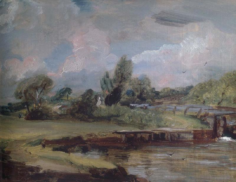 John Constable Flatford Lock 1810-12 oil painting picture